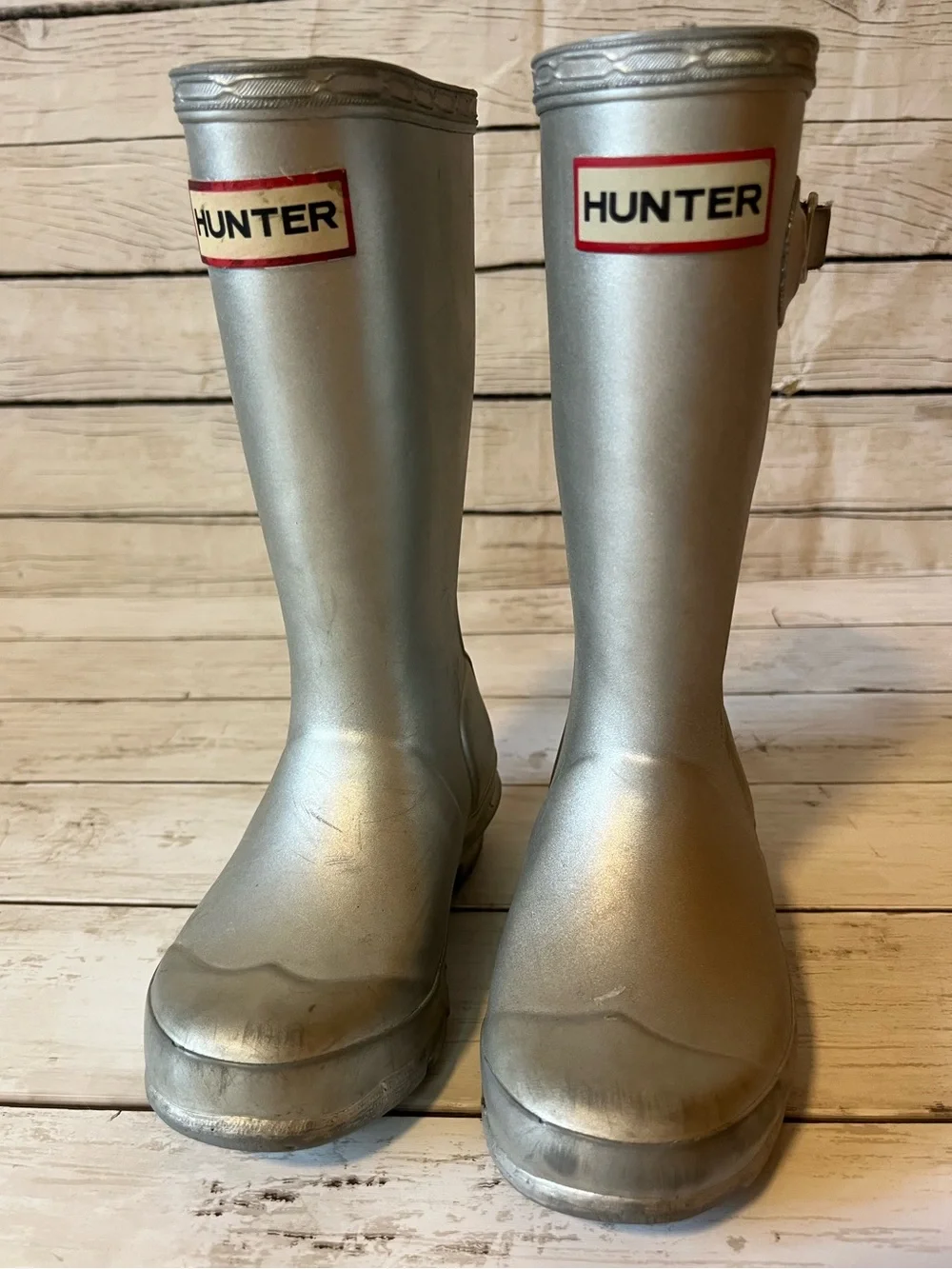 Toddler Girl’s Silver Hunter Boots Size 11